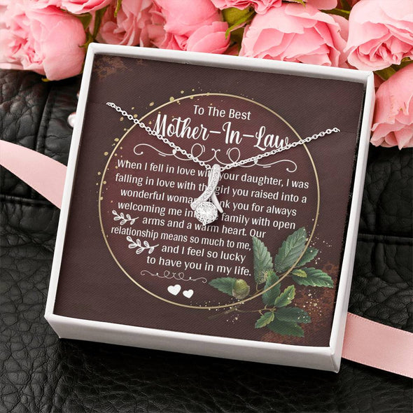 Dear Mom, I Feel So Lucky To Have You In My Life, Future Mother In Law Necklace With Message Card, Mother Day Necklace, Ideas For Her, Alluring Necklace, Birthday Gift