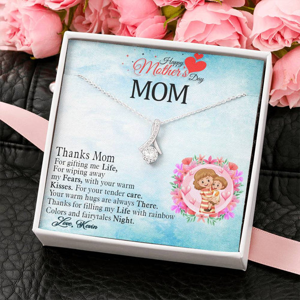 To My Mom, Mom Your Warm Hugs Are Always There, Gift Ideas For Mom, Customized Necklace, Birthday, Happy Mother's Day, Birthday, Necklace With Message Card