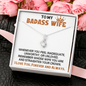 Wife Necklace Gift From Husband To My Badass Wife Alluring Beauty Pendant Valentines Day Anniversary Jewelry with Message Card and Gift Box. Gift for Wife. Necklace Gift Set for Wife