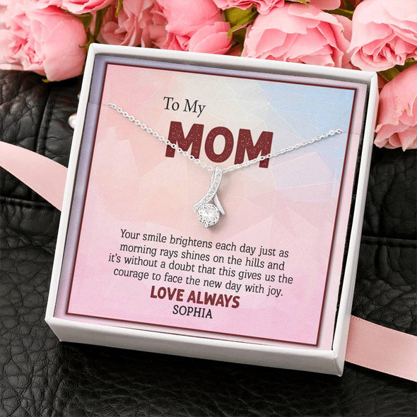 To My Mom, I love You Mom, Necklace With Message Card, Customized Necklace, Silver Alluring Beauty Necklace, Gift Ideas For Mom, Happy Mother's Day