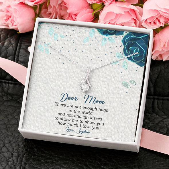 To My Mom, There Are Not Enough Hugs In The World , Necklace With Message Card, Customized Necklace, Silver Alluring Beauty Necklace, Gift Ideas For Mom