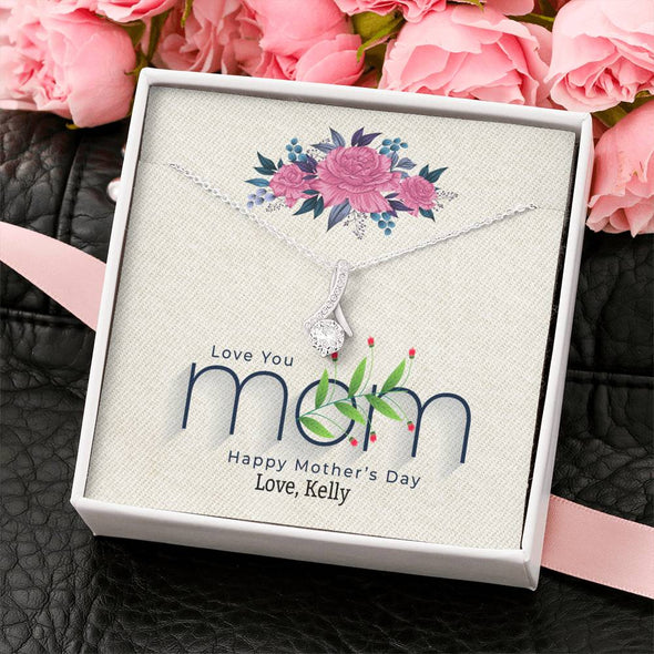 To My Mom, Love You Mom, Silver Alluring Beauty Necklace, Gift Ideas For Mom, Customized Necklace, Happy Mother's Day, Birthday, Necklace With Message Card