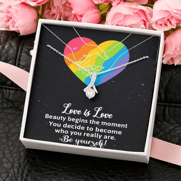 Dear Wife, Beauty Is Begins The Moment, Love For Wife, Alluring Beauty Necklace, Congratulations Gift, Jewelry For Wife, Wedding Necklace, Necklace For LGBT Couples