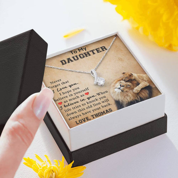 To My Daughter, Never Forget That I Love You, Necklace With Message Card, Gift Ideas For Daughter, Birthday Gift,  Alluring Beauty Necklace, Customize Necklace