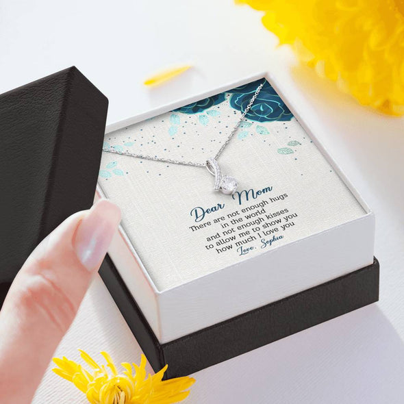 To My Mom, There Are Not Enough Hugs In The World , Necklace With Message Card, Customized Necklace, Silver Alluring Beauty Necklace, Gift Ideas For Mom