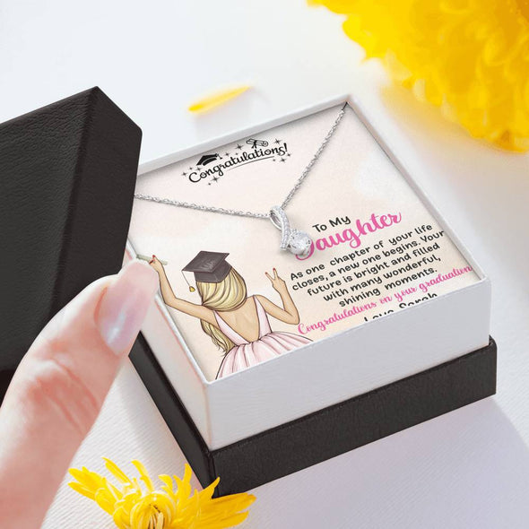 To My Daughter, Your Future Is Bright And Filled With Many Wonders, Silver Necklace With Message Card, Alluring Beauty Necklace Customized Necklace