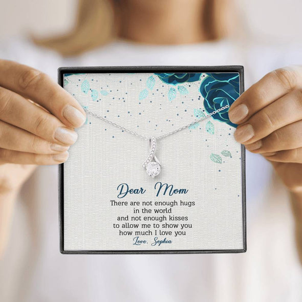 To My Mom, There Are Not Enough Hugs In The World , Necklace With Message Card, Customized Necklace, Silver Alluring Beauty Necklace, Gift Ideas For Mom