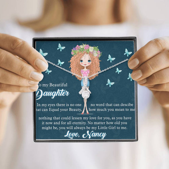To My Daughter, Nothing That Could Lessen My Love For You, Customized Necklace, Custom Pendant, Silver Necklace With Message Card, Alluring Beauty Necklace