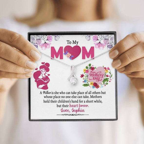 To My Mom, A Mother Is She Who Can Take Place Of All Others, Silver Alluring Beauty Necklace, Gift Ideas For Mom, Customized Necklace, Happy Mother's Day, Birthday