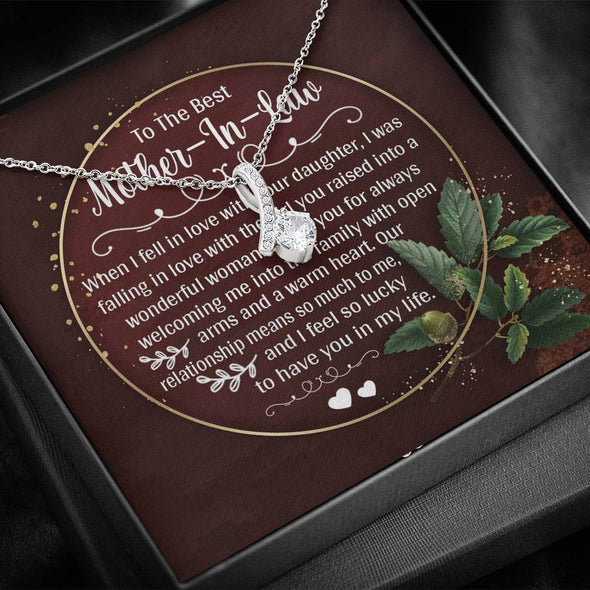 Dear Mom, I Feel So Lucky To Have You In My Life, Future Mother In Law Necklace With Message Card, Mother Day Necklace, Ideas For Her, Alluring Necklace, Birthday Gift