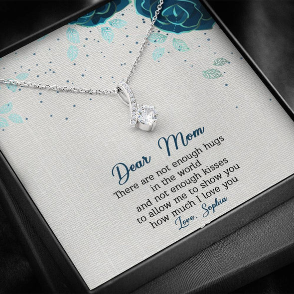 To My Mom, There Are Not Enough Hugs In The World , Necklace With Message Card, Customized Necklace, Silver Alluring Beauty Necklace, Gift Ideas For Mom