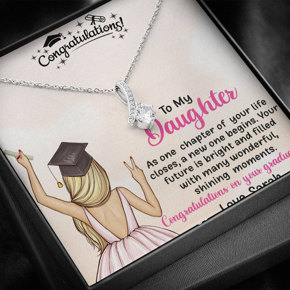 To My Daughter, Your Future Is Bright And Filled With Many Wonders, Silver Necklace With Message Card, Alluring Beauty Necklace Customized Necklace