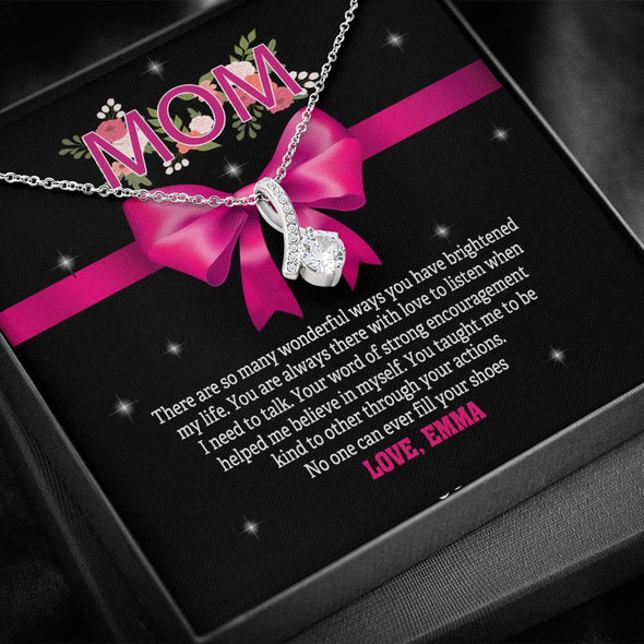 To My Mom, Your Words Of Strong Encouragements Helped In Believe In Myself, Silver Alluring Beauty Necklace, Gift Ideas For Mom, Customized Necklace, Happy Mother's Day