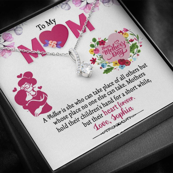 To My Mom, A Mother Is She Who Can Take Place Of All Others, Silver Alluring Beauty Necklace, Gift Ideas For Mom, Customized Necklace, Happy Mother's Day, Birthday