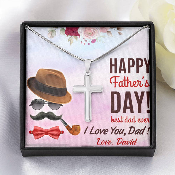 To My Dad, Best Dad Ever, Happy Father's Day, Necklace With Message Card, Gift Ideas For Dad, Customized Necklace, Artisan Crafted Cross Necklace, Birthday