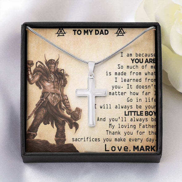 To My Dad, You'll Always Be My Loving Father, Necklace With Message Card, Gift Ideas For Dad, Customized Necklace, Artisan Crafted Cross Necklace, Birthday