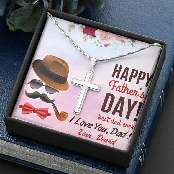 To My Dad, Best Dad Ever, Happy Father's Day, Necklace With Message Card, Gift Ideas For Dad, Customized Necklace, Artisan Crafted Cross Necklace, Birthday