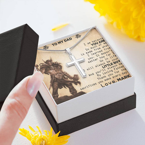 To My Dad, You'll Always Be My Loving Father, Necklace With Message Card, Gift Ideas For Dad, Customized Necklace, Artisan Crafted Cross Necklace, Birthday