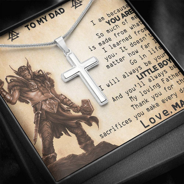 To My Dad, You'll Always Be My Loving Father, Necklace With Message Card, Gift Ideas For Dad, Customized Necklace, Artisan Crafted Cross Necklace, Birthday