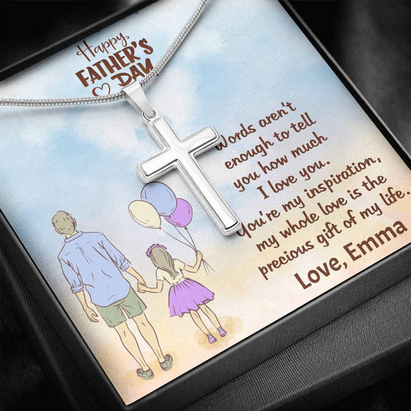 To My Dad, Dad You Are My Inspiration, Happy Father's Day, Necklace With Message Card, Gift Ideas For Dad, Customized Necklace, Artisan Crafted Cross Necklace