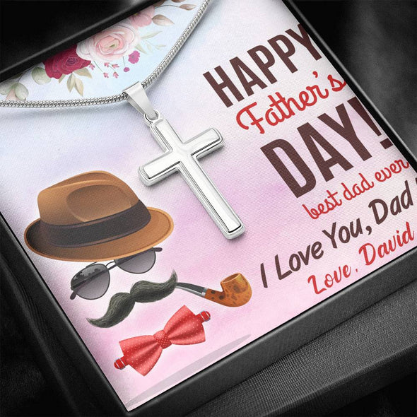 To My Dad, Best Dad Ever, Happy Father's Day, Necklace With Message Card, Gift Ideas For Dad, Customized Necklace, Artisan Crafted Cross Necklace, Birthday