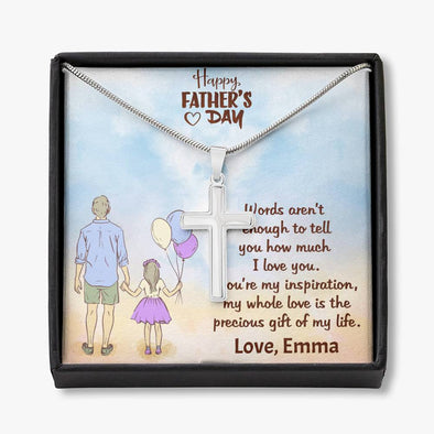 To My Dad, Dad You Are My Inspiration, Happy Father's Day, Necklace With Message Card, Gift Ideas For Dad, Customized Necklace, Artisan Crafted Cross Necklace