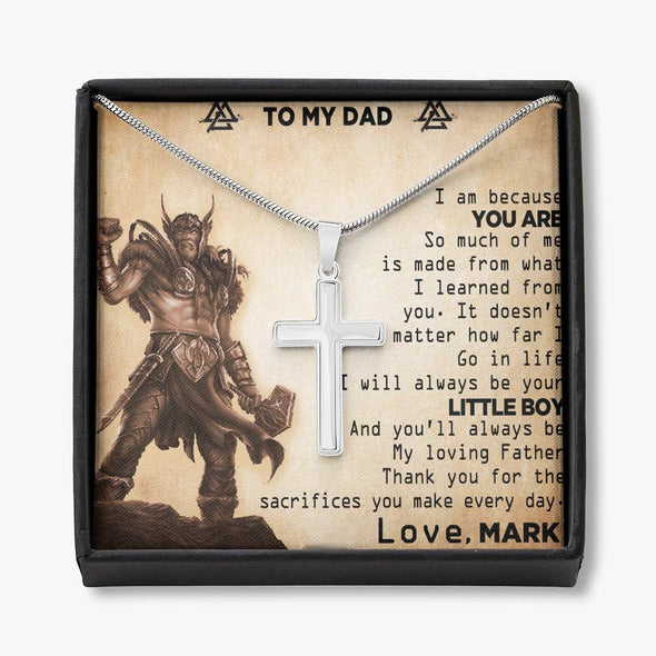 To My Dad, You'll Always Be My Loving Father, Necklace With Message Card, Gift Ideas For Dad, Customized Necklace, Artisan Crafted Cross Necklace, Birthday