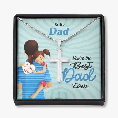 To My Dad, You Are The Best Dad Ever, Happy Father's Day, Necklace With Message Card, Gift Ideas For Dad, Necklace, Birthday, Artisan Crafted Cross Necklace