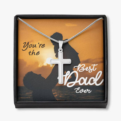 To My Dad, You're The Best Dad Ever, Happy Father's Day, Necklace With Message Card, Gift Ideas For Dad, Necklace, Artisan Crafted Cross Necklace, Birthday