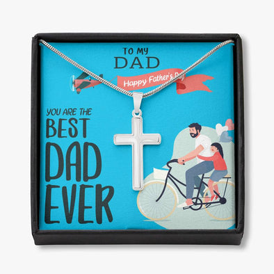 To My Dad, You're The Best Dad Ever, Happy Father's Day, Necklace With Message Card, Gift Ideas For Dad, Necklace, Birthday, Artisan Crafted Cross Necklace