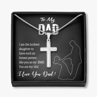 To My Dad, I Love You Dad, Happy Father's Day, Necklace With Message Card, Gift Ideas For Dad, Necklace, Birthday, Artisan Crafted Cross Necklace