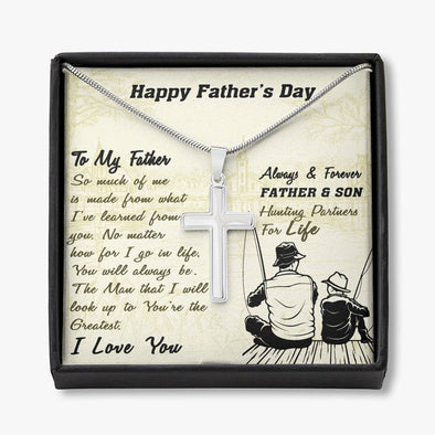 To My Dad, Always & Forever Father & Son, Happy Father's Day, Necklace With Message Card, Gift Ideas For Dad, Necklace, Birthday, Artisan Crafted Cross Necklace