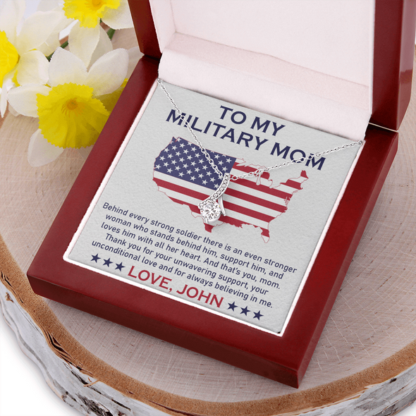 To My Military Mom, Alluring Beauty Necklace, Birthday, Mother's Day, Christmas, Anniversary, Gift For Her Valentine's Day, Jewelry For Mom, Customized Pendant For Mom