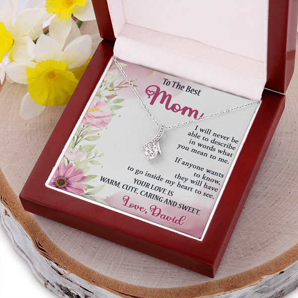 To The Best Mom, Alluring Beauty Necklace, Gift For Mom, Mother's Day Special Gift, Mom's Birthday Gift, Custom Pendant for Mom, Necklace for Mom, Precious Gift For Mom