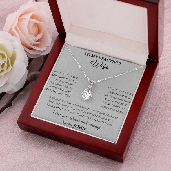 To My Beautiful Wife, Alluring Beauty Necklace, Customized Pendant For Her, Birthday Gift, Christmas, Anniversary, Gift For Her, Valentine's Day, Jewelry For Her