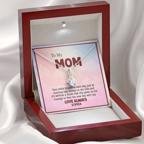 To My Mom, I love You Mom, Necklace With Message Card, Customized Necklace, Silver Alluring Beauty Necklace, Gift Ideas For Mom, Happy Mother's Day