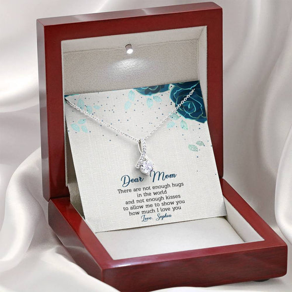 To My Mom, There Are Not Enough Hugs In The World , Necklace With Message Card, Customized Necklace, Silver Alluring Beauty Necklace, Gift Ideas For Mom