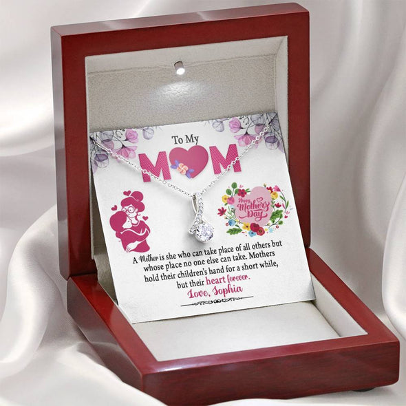 To My Mom, A Mother Is She Who Can Take Place Of All Others, Silver Alluring Beauty Necklace, Gift Ideas For Mom, Customized Necklace, Happy Mother's Day, Birthday
