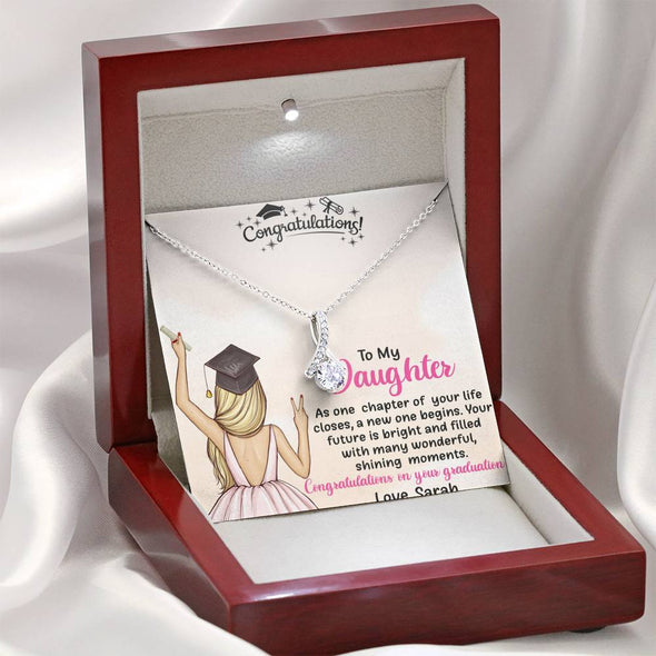 To My Daughter, Your Future Is Bright And Filled With Many Wonders, Silver Necklace With Message Card, Alluring Beauty Necklace Customized Necklace