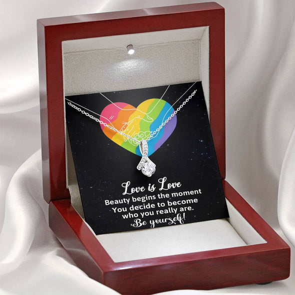 Dear Wife, Beauty Is Begins The Moment, Love For Wife, Alluring Beauty Necklace, Congratulations Gift, Jewelry For Wife, Wedding Necklace, Necklace For LGBT Couples