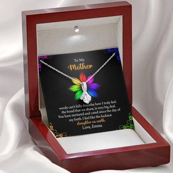 To My Mom, I Feel Like The Luckiest Daughter On Earth , Necklace With Message Card, Customized Necklace, Silver Alluring Beauty Necklace, Gift Ideas For Mom
