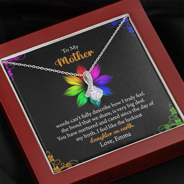To My Mom, I Feel Like The Luckiest Daughter On Earth , Necklace With Message Card, Customized Necklace, Silver Alluring Beauty Necklace, Gift Ideas For Mom