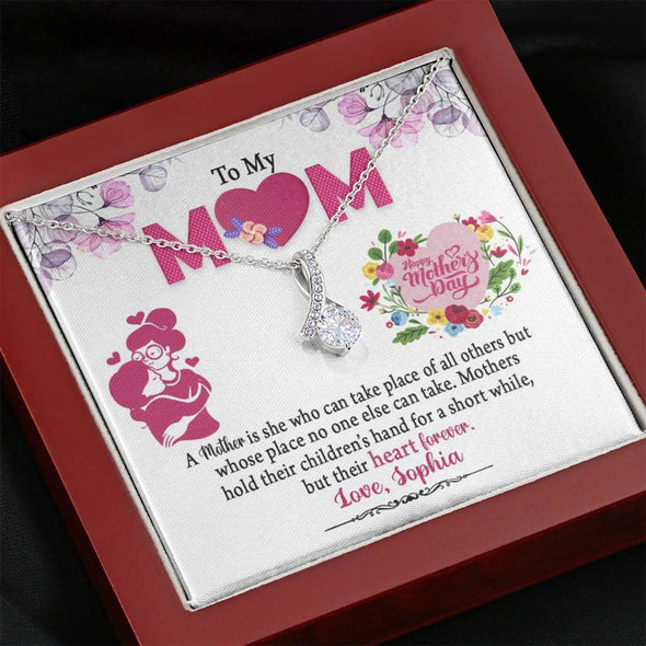 To My Mom, A Mother Is She Who Can Take Place Of All Others, Silver Alluring Beauty Necklace, Gift Ideas For Mom, Customized Necklace, Happy Mother's Day, Birthday