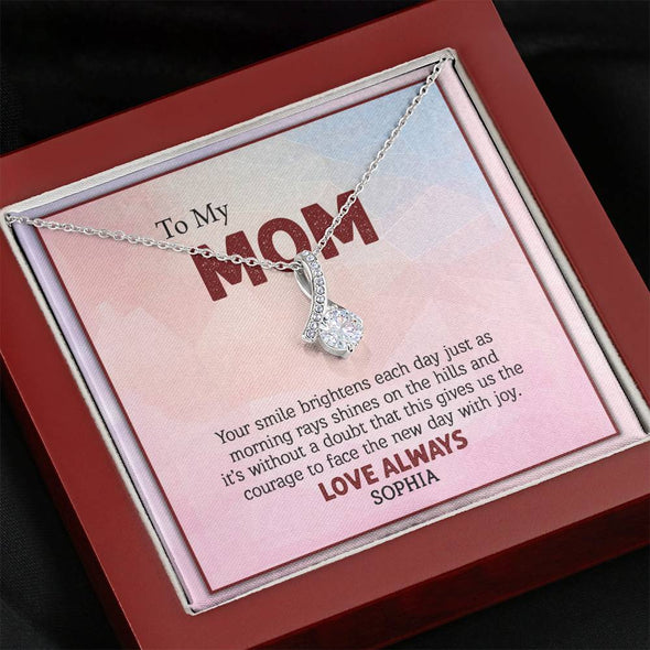 To My Mom, I love You Mom, Necklace With Message Card, Customized Necklace, Silver Alluring Beauty Necklace, Gift Ideas For Mom, Happy Mother's Day
