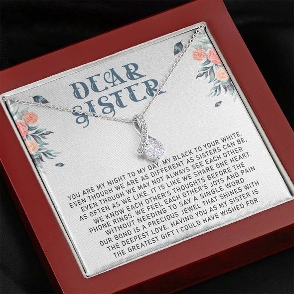 Dear Sister, You Are My Night To My Day, Necklace With Message Card, Alluring Beauty Necklace, Raksha Bandhan Gift, Gift Ideas For Sister, Birthday Gift