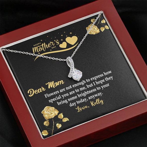 To My Mom, Flowers Are Not Enough To Express How Special You Are To Me, Silver Alluring Beauty Necklace, Gift Ideas For Mom, Customized Necklace, Happy Mother's Day
