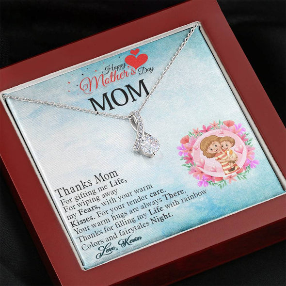 To My Mom, Mom Your Warm Hugs Are Always There, Gift Ideas For Mom, Customized Necklace, Birthday, Happy Mother's Day, Birthday, Necklace With Message Card