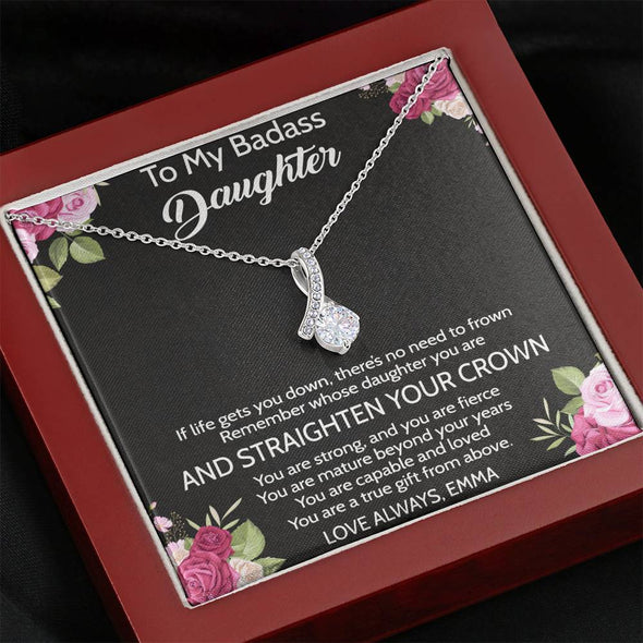 To My Daughter, You Are True Gift From Above, Alluring Beauty Necklace, Customized Necklace, Silver Necklace With Message Card, Custom Pendant, Birthday Girl