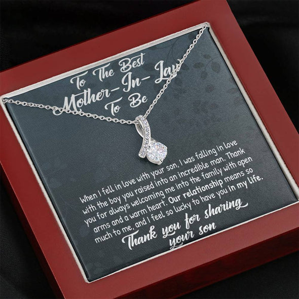 Dear Mom, Thank You For Sharing Your Son, Future Mother In Law Necklace With Message Card, Mother Day Necklace, Ideas For Her, Alluring Necklace, Birthday Gift, Christmas Gift