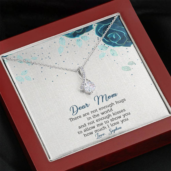 To My Mom, There Are Not Enough Hugs In The World , Necklace With Message Card, Customized Necklace, Silver Alluring Beauty Necklace, Gift Ideas For Mom